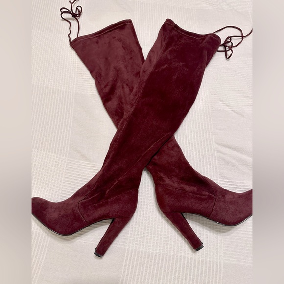 Shi by JOURNEYS Shoes - ⭐️ Shi by Journey Thigh High boots burgundy wine Zipper calf sz 7 Velvety suede